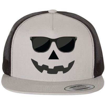 Jack O Lantern Pumpkin Face Sunglasses Hallowen Costume Gift Flat Bill Trucker Hat