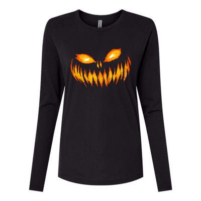 Jack O Lantern Scary Carved Pumpkin Face Halloween Costume Womens Cotton Relaxed Long Sleeve T-Shirt