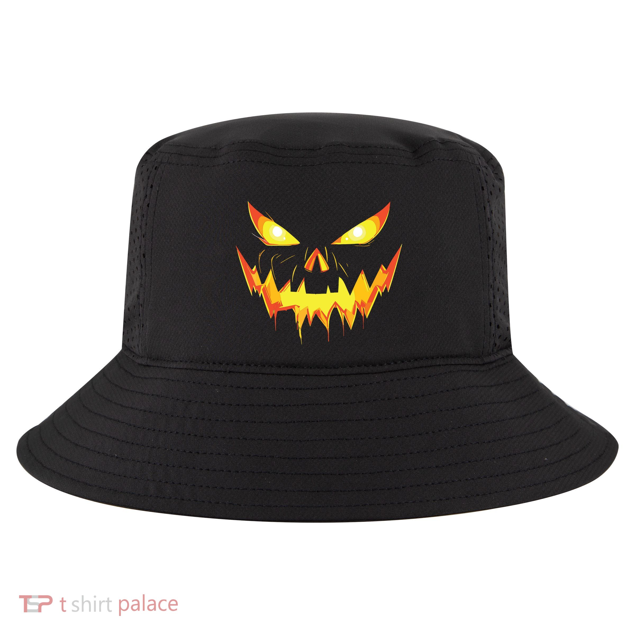 Jack O Lantern Face Pumpkin Scary Halloween Costume Funny Cool Comfort Performance Bucket Hat