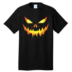 Jack O Lantern Face Pumpkin Scary Halloween Costume Funny Tall T-Shirt