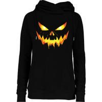 Jack O Lantern Face Pumpkin Scary Halloween Costume Funny Womens Funnel Neck Pullover Hood