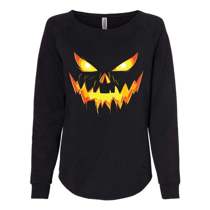 Jack O Lantern Face Pumpkin Scary Halloween Costume Funny Womens California Wash Sweatshirt