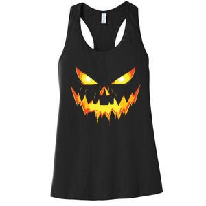 Jack O Lantern Face Pumpkin Scary Halloween Costume Funny Women's Racerback Tank