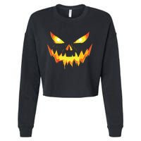 Jack O Lantern Face Pumpkin Scary Halloween Costume Funny Cropped Pullover Crew