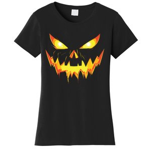 Jack O Lantern Face Pumpkin Scary Halloween Costume Funny Women's T-Shirt