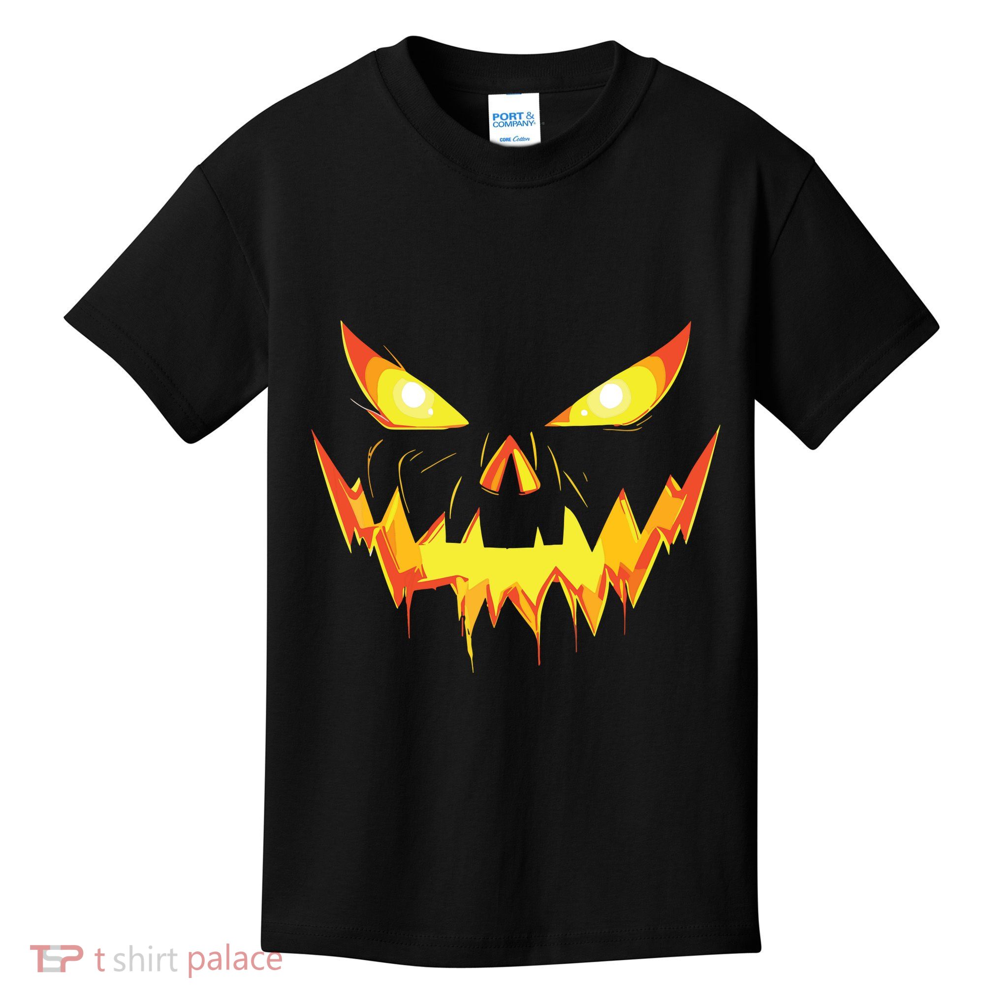Jack O Lantern Face Pumpkin Scary Halloween Costume Funny Kids T-Shirt