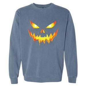 Jack O Lantern Face Pumpkin Scary Halloween Costume Funny Garment-Dyed Sweatshirt