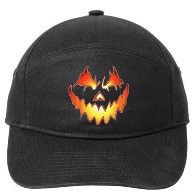 Jack O Lantern Scary Pumpkin Face Funny Halloween 7-Panel Snapback Hat