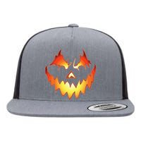 Jack O Lantern Scary Pumpkin Face Funny Halloween Flat Bill Trucker Hat