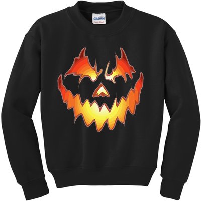 Jack O Lantern Scary Pumpkin Face Funny Halloween Kids Sweatshirt