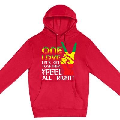 Jamaica One Love Reggae Caribbean Music Pride Flag Premium Pullover Hoodie