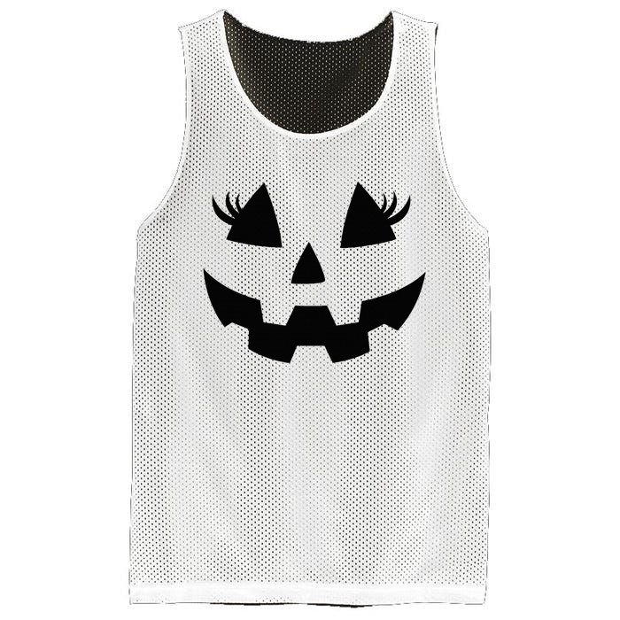 Jack O Lantern Eyelashes Pumpkin Face Halloween Mesh Reversible Basketball Jersey Tank