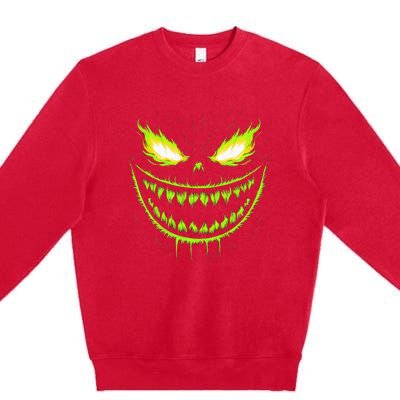 Jack O Lantern Scary Pumpkin Halloween Premium Crewneck Sweatshirt