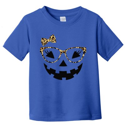 Jack O Lantern Face Leopard Glasses Halloween Pumpkin Funny Toddler T-Shirt