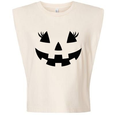 Jack O Lantern Face Pumpkin Eyelashes Hallowen Garment-Dyed Women's Muscle Tee