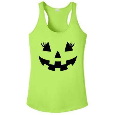 Jack O Lantern Face Pumpkin Eyelashes Hallowen Ladies PosiCharge Competitor Racerback Tank