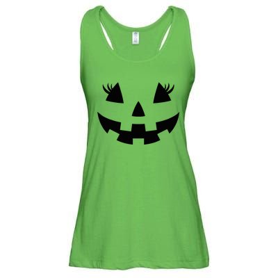 Jack O Lantern Face Pumpkin Eyelashes Hallowen Ladies Essential Flowy Tank