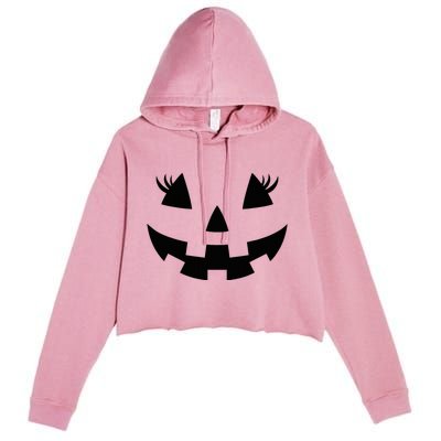 Jack O Lantern Face Pumpkin Eyelashes Hallowen Crop Fleece Hoodie