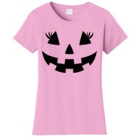 Jack O Lantern Face Pumpkin Eyelashes Hallowen Women's T-Shirt