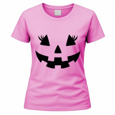 Jack O Lantern Face Pumpkin Eyelashes Hallowen Women's T-Shirt