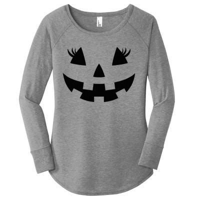 Jack O Lantern Face Pumpkin Eyelashes Hallowen Women's Perfect Tri Tunic Long Sleeve Shirt