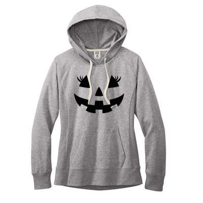 Jack O Lantern Face Pumpkin Eyelashes Hallowen Women's Fleece Hoodie