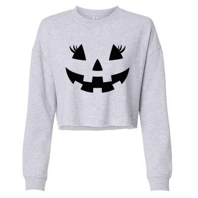 Jack O Lantern Face Pumpkin Eyelashes Hallowen Cropped Pullover Crew