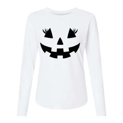 Jack O Lantern Face Pumpkin Eyelashes Hallowen Womens Cotton Relaxed Long Sleeve T-Shirt