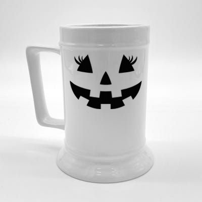 Jack O Lantern Face Pumpkin Eyelashes Hallowen Beer Stein