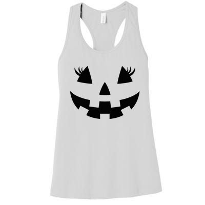 Jack O Lantern Face Pumpkin Eyelashes Hallowen Women's Racerback Tank