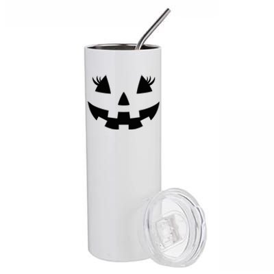 Jack O Lantern Face Pumpkin Eyelashes Hallowen Stainless Steel Tumbler