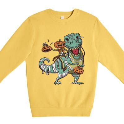 Jack O Lantern Riding T Rex Premium Crewneck Sweatshirt