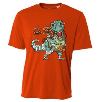 Jack O Lantern Riding T Rex Cooling Performance Crew T-Shirt