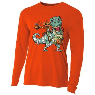 Jack O Lantern Riding T Rex Cooling Performance Long Sleeve Crew