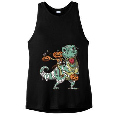 Jack O Lantern Riding T Rex Ladies PosiCharge Tri-Blend Wicking Tank