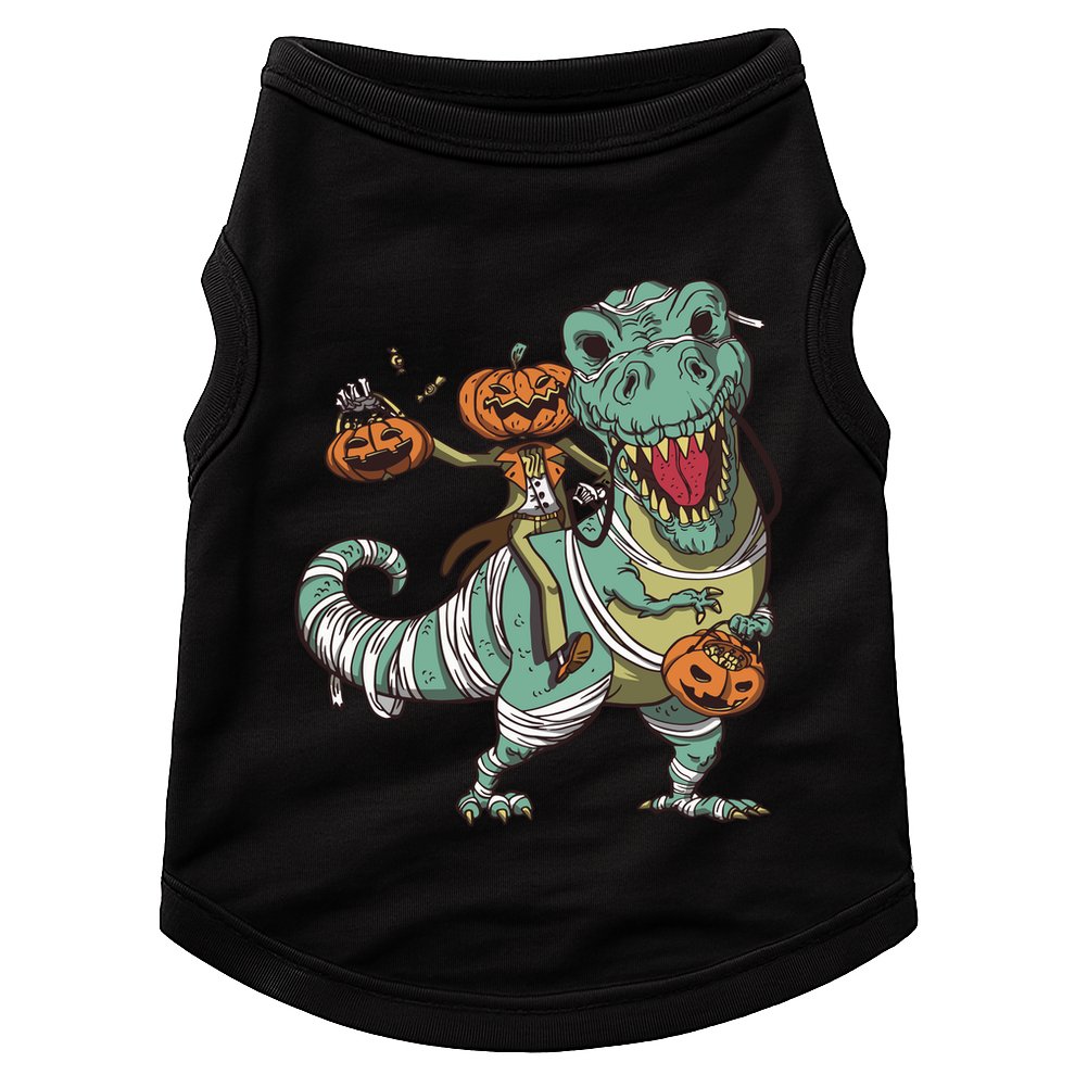 Jack O Lantern Riding T Rex Doggie Tank