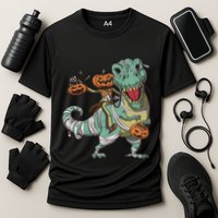 Jack O Lantern Riding T Rex Performance Shirt
