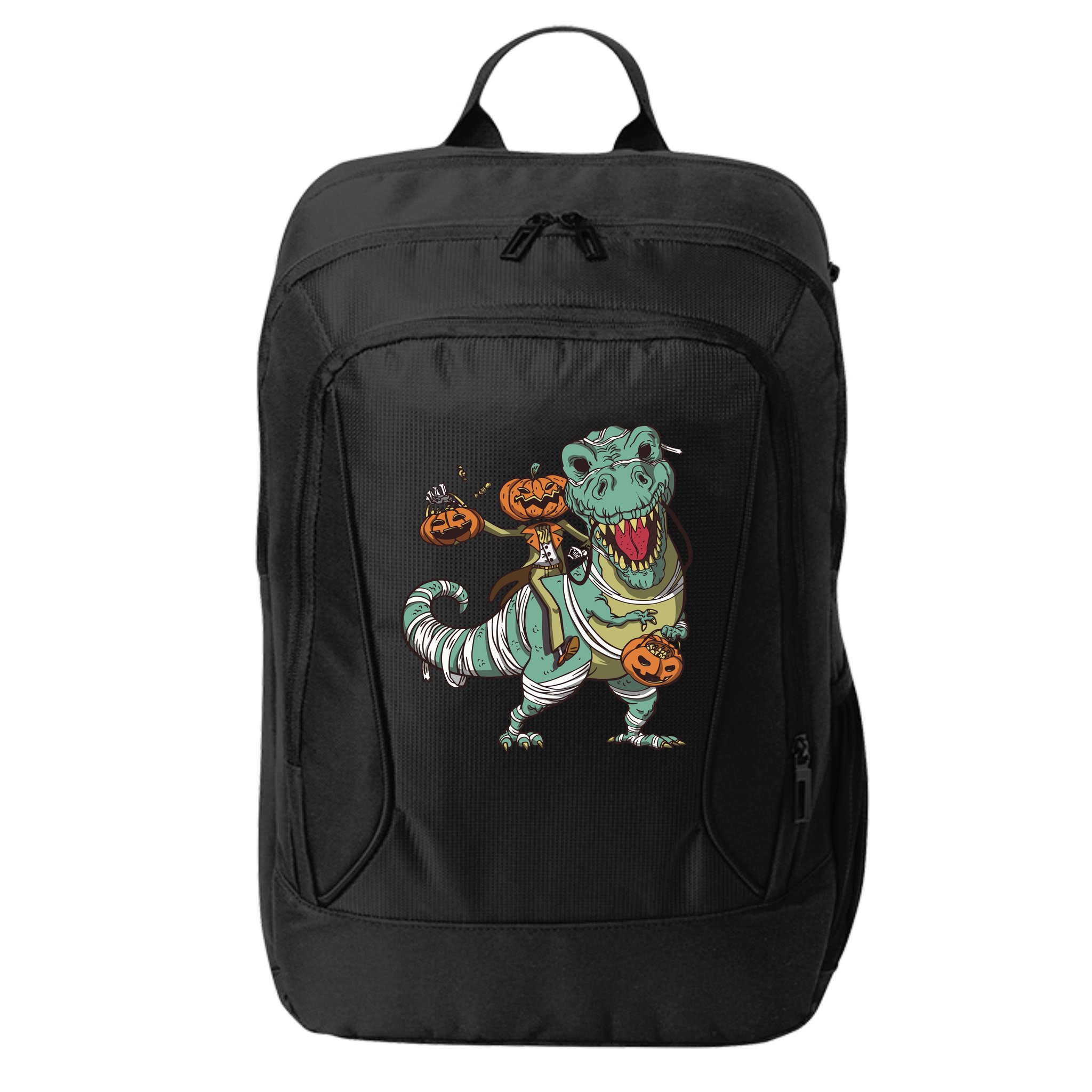 Jack O Lantern Riding T Rex City Backpack