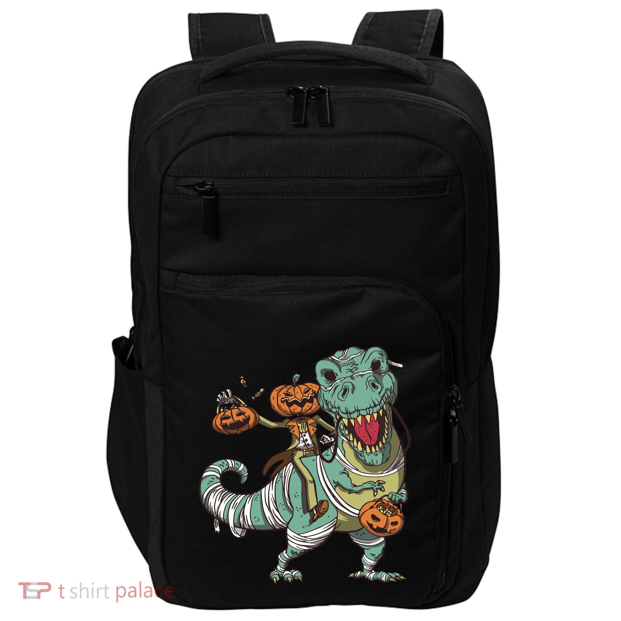 Jack O Lantern Riding T Rex Impact Tech Backpack