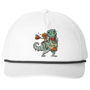 Jack O Lantern Riding T Rex Snapback Five-Panel Rope Hat