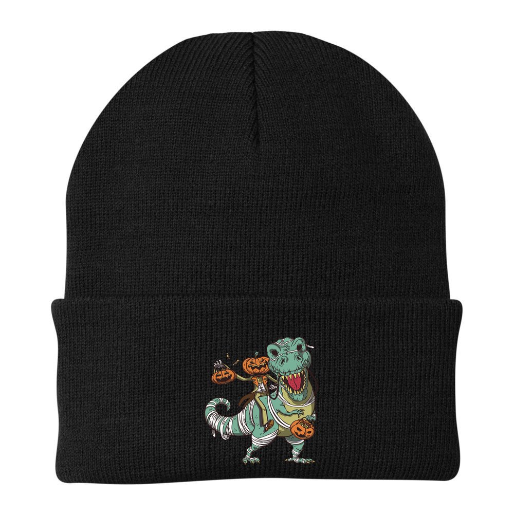 Jack O Lantern Riding T Rex Beanie