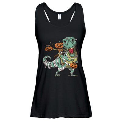 Jack O Lantern Riding T Rex Ladies Essential Flowy Tank