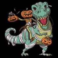 Jack O Lantern Riding T Rex Flatbill Hat