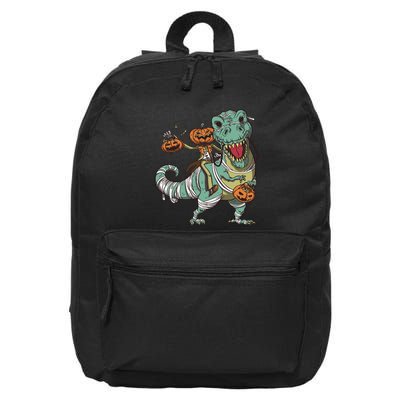 Jack O Lantern Riding T Rex 16 in Basic Backpack