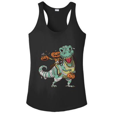 Jack O Lantern Riding T Rex Ladies PosiCharge Competitor Racerback Tank