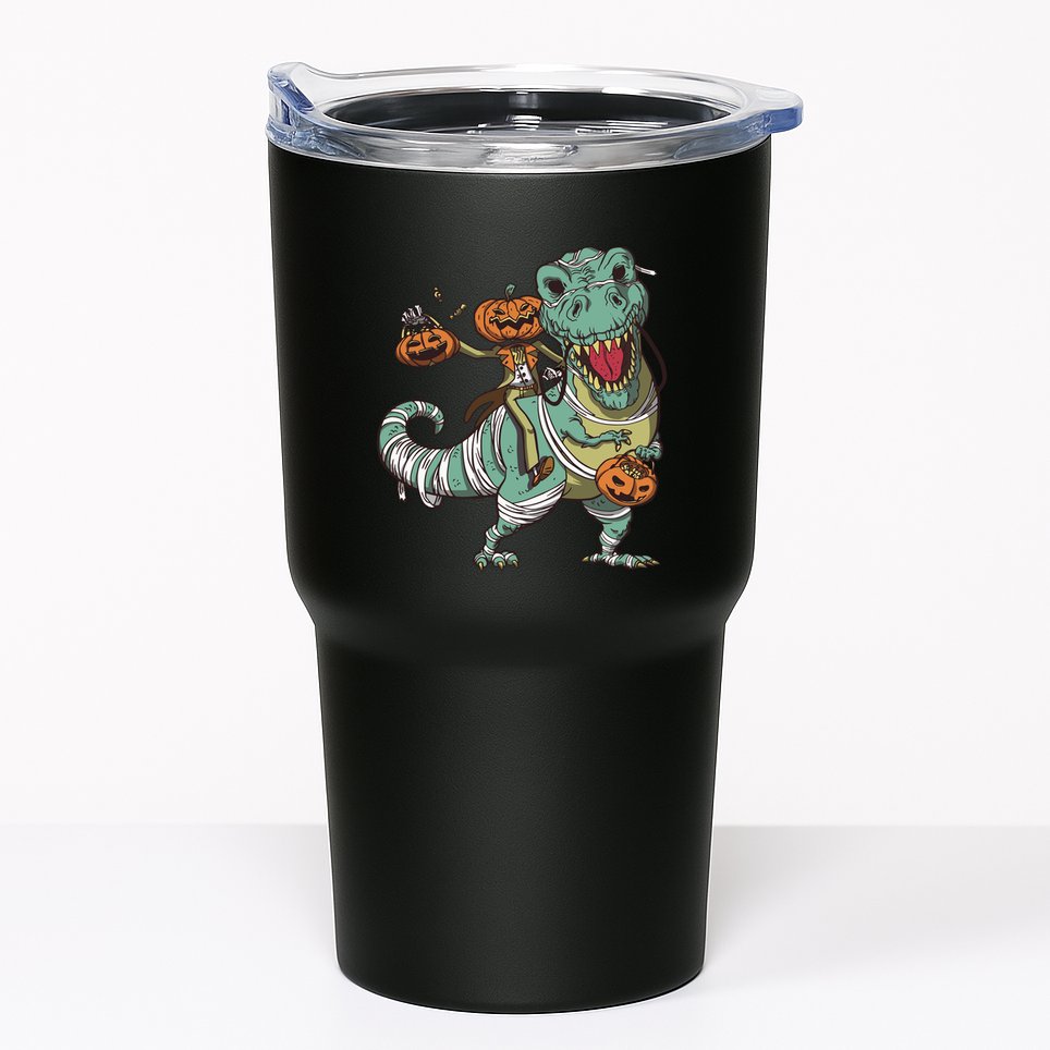 Jack O Lantern Riding T Rex Tumbler