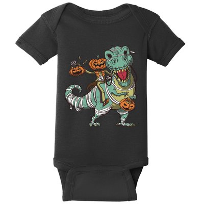 Jack O Lantern Riding T Rex Baby Bodysuit