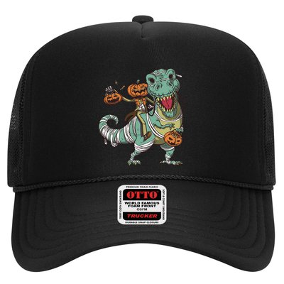 Jack O Lantern Riding T Rex Trucker Hat