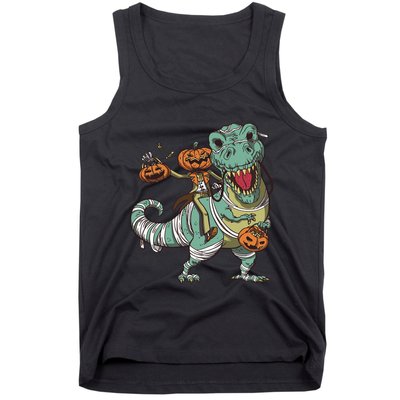 Jack O Lantern Riding T Rex Tank Top