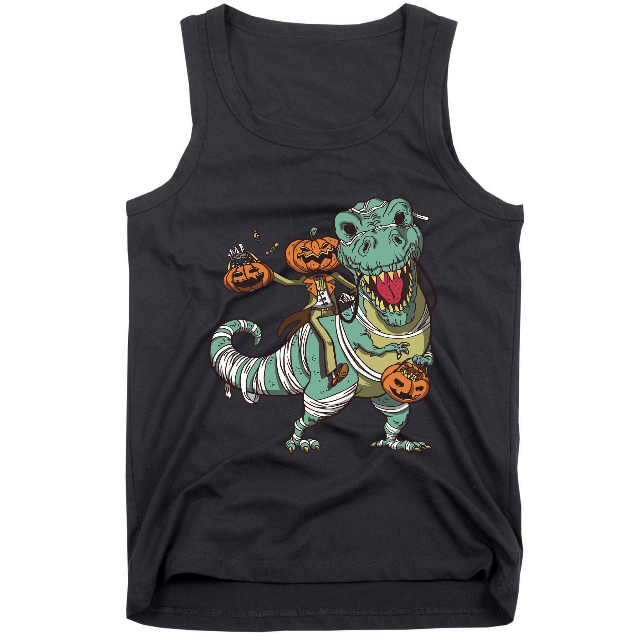 Jack O Lantern Riding T Rex Tank Top